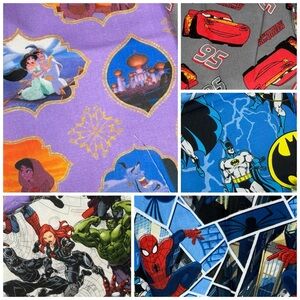 Super hero & Disney diy crafting quilting square fabrics cars Spider-Man Aladdin